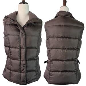 Eddie Bauer Brown Puffer Vest Down Filled Zippered Pockets Adj Waist NEW M